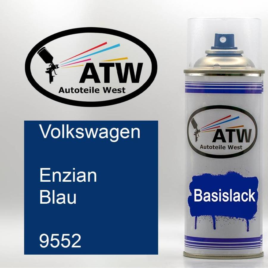 Volkswagen, Enzian Blau, 9552: 400ml Sprühdose, von ATW Autoteile West.